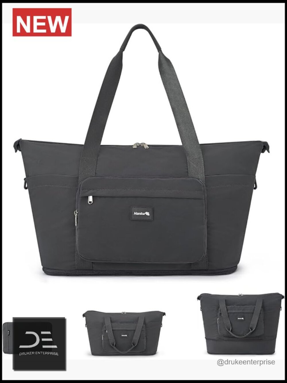 40L Foldable Travel Tote Bag, Wet Dry Separation, Laptop Weekender Carry On for